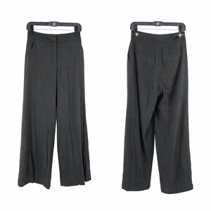 Kit and Ace Charcoal Grey Wool Cashmere Silk Wide Leg Dress Pants Sz 2 Rose Gold